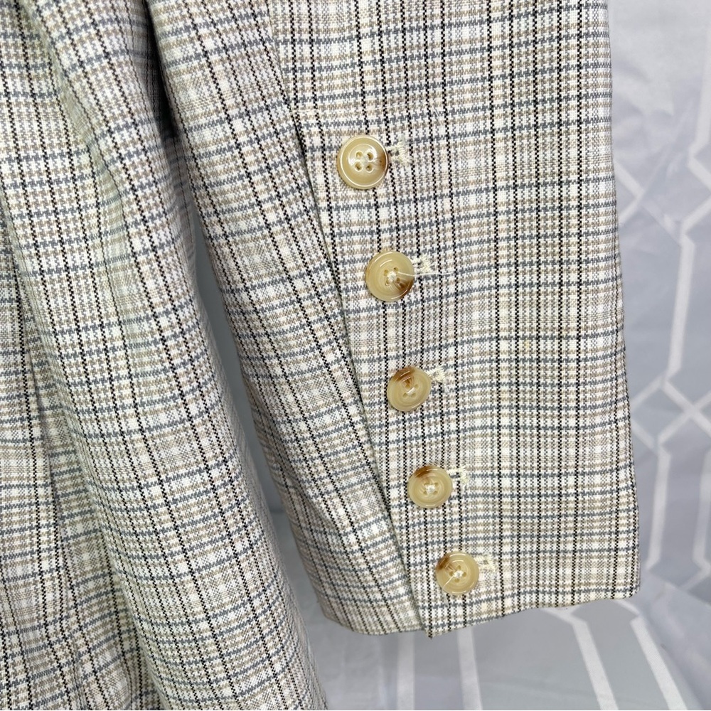 Free People Beige Plaid Belted Blazer Like New - Picture 5 of 12